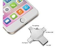Yopin Clé USB 16GO Mémoire Stick 4 en 1 USB 2.0 Type-C Micro-USB et Lightning pour iPhone iPad Mac PC Android Clef USB Flash(16GO Ar G