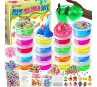 YOPINSAND Kit de Fabrication de Slime 18 Couleurs pour Filles, Crystal Clear Slime, Glow in The Dark Slime, avec Boules en Mousse Supplémentaires, Breloques, Paillettes, Jouet Cadeau pour Enfants