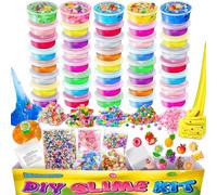YOPINSAND Kit de Fabrication de Slime 40 Couleurs pour Filles - Crystal Clear Slime et Glow in The Dark - avec Boules en Mousse Supplémentaires, Breloques, Paillettes - Jouet Cadeau pour Enfants