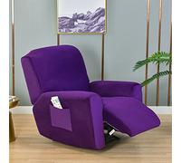 YOPOIY 4 Pièces Extensible Housse de Fauteuil Relax, Luxe Velours Peluche Siège Unique Revêtement de Canapé Doux Housses de Fauteuil Inclinable pour Cuir et Tissu-Violet