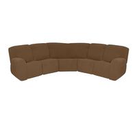 YOPOIY Housse de canapé d'angle inclinable, housse de canapé d'angle lavable, extensible, douce et épaisse en forme de L (kaki B, 5 places)
