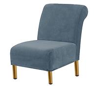 YOPOIY Velours Housse De Fauteuil sans Accoudoirs, Housse De Fauteuil sans Accoudoirs Extensible Amovible Housse pour Fauteuil Crapaud Housses De Protection pour Meubles-Bleu Gris-One Size