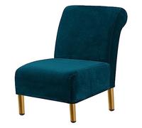 YOPOIY Velours Housse De Fauteuil sans Accoudoirs, Housse De Fauteuil sans Accoudoirs Extensible Amovible Housse pour Fauteuil Crapaud Housses De Protection pour Meubles-Bleu d'eau-One Size