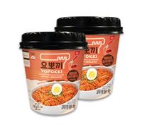 Yopokki Instant Rabokki Cup - Gâteaux de riz coréens Tteokbokki avec nouilles ramen, nourriture de rue coréenne rapide et facile, collations asiatiques pour dortoirs universitaires (2 pièces, épices