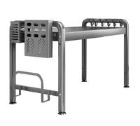 YOPOTIKA Étagère à micro-ondes réglable en hauteur et extensible de 39 à 64 cm avec tiroir et 6 crochets pour micro-ondes, grille-pain, machine à café, friteuse à air chaud, bureau