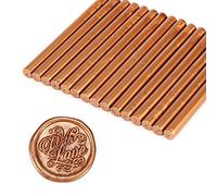 Yoption Lot de 15 bâtons de cire pour pistolet à colle pour tampon de cire, idéal pour les invitations de mariage, les cartes, les enveloppes Cuivre rouge doré.