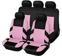 YoQIK Auto Ensembles Housses Siège pour Dacia Sandero Stepway 3.Gen 2.Gen 2012-2016 2017-2022 2023 2024 2025,Avant Arrière Coussins Couvre Respirant Imperméable Protections Accessoires,Pink-4