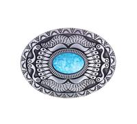 YOQUCOL Boucle de ceinture ovale vintage American Western Cowboy Turquoise Pierre pour homme, F, Medium