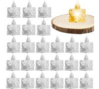 Yorajuy Bougies Lumineuses EnCristal Sans Flamme, Bougies À Piles Sans Flamme, 24 Petites Bougies Rondes LED Vacillantes À Piles, Pour Mariage, Bougies Chauffe-plat De Décoration Intérieure S