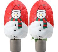 Yorbay 2 pièces de 80g de protection hivernale pour plantes en bacs, 80x100cm, housse antigel pour plantes, tente d'hivernage Non-tissé pour plantes, Design bonhomme de neige