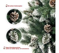Yorbay Arbre de Noël artificiel 120cm Sapin avec support véritables pommes de pin pour décoration de Noël Arbre de Noël avec neige réutilisable