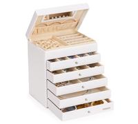Yorbay Boîte à bijoux coffrets/mallette à maquillage, beauty Case (5 tiroirs, Blanc)