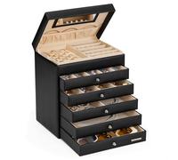 Yorbay Boîte à bijoux coffrets/mallette à maquillage, beauty Case (5 tiroirs, Noir)