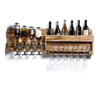 Yorbay Casier à Bouteilles Mural avec 4 Distributeur de Boissons, Étagère à Vin, Porte-Bouteilles et Porte-Verre à Pied