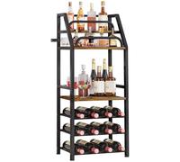 Yorbay Casier à vin autoportant avec étagères étendues : casier à Bouteilles à 3 Niveaux pour 12 Bouteilles - Porte-Bouteilles de vin en métal-Bois avec Rampe et Espace de Rangement pour Bar Cuisine