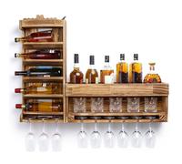 Yorbay Casier à Bouteilles Mural, Étagère à Vin Range Bouteille Vin en Bois, Porte-Bouteilles et Porte-Verre à Pied pour la Cuisine, Le Restaurant, la Cave à Vin et Le Bar-Home