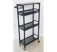 Yorbay Chariot à roulettes Étroit pour Cuisine: 18 cm - Petits Espaces | Chariot de Rangement à 4 Niveaux pour Objets de Hauteurs Variées - Structure Métallique avec Plateau en Bois - Charge 40 kg