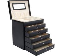 Yorbay Coffret à bijoux Noir Série Seelux Coffret à bijoux avec miroir, 5 tiroirs Rangement Cadeaux pour femmes