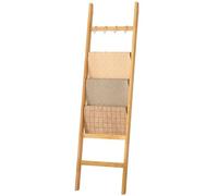 Yorbay Échelle Porte-Serviettes en Bambou à 6 Niveaux, avec 2 Sangles de Sécurité Anti-Chute et 4 Crochets Porte-Serviettes pour Salle de Bain Chambre à Coucher (Couleur de Bambou)