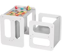 YORBAY Ensemble de sièges pour enfants Table pour enfants 2 en 1 avec banc , Ensemble de sièges pour enfants (Gris,Moyen)