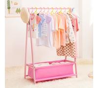Yorbay Étagère à vêtements pour enfants Porte-manteau pour enfants en bambou avec boîte de rangement pour bébé & chambre de jeunes enfants, filles & garçons
