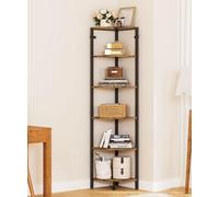 Yorbay Étagère d'angle à 6 étagères : étagère de rangement multifonctionnelle pour cuisine, salon, chambre à coucher, bureau - Étagère sur pied, étagère de salle de bain, échelle au design industriel