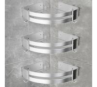 Yorbay étagère de douche sans percer 3 pièces panier de douche avec matériel de montage, étagère de douche d'angle, étagère triangulaire de salle de bain en aluminium avec crochets, étagère de salle d