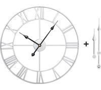Yorbay Horloge murale 60cm Vintage avec chiffres romains, silencieuse sans tic-tac, horloge murale en métal, horloge murale décorative pour salon chambre à coucher