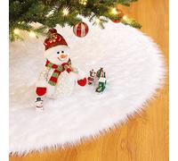Yorbay Jupe de Sapin de Noël Blanc Luxe Peluche Christmas Tree Skirt White Neige Couvre Pied Sapin Noel Jupe d'arbre de Noël pour Décorations Noël (Ø150cm)