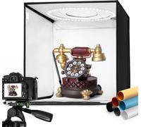 Yorbay Kit studio photo 32 x 32 x 32cm CRI 95+ LED Boîte photo Studio photo pliable Cube de lumière Photographie professionnelle Tente lumineuse incl. 6 feuilles de fond en PVC