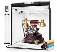 Yorbay Kit Studio Photo 52 x 52 x 52 cm, CRI 95+ Boîte à lumière LED Professionnelle avec 6 Films de Fond en PVC (Noir, Blanc Pur, Gris, Orange, Rouge, Bleu)