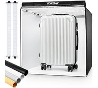Yorbay Kit Studio Photo 80 x 80 x 80 cm CRI 95+ Boîte à lumière LED Professionnelle avec 4 Films de Fond en PVC (Noir, Blanc, Gris, Blanc Chaud)