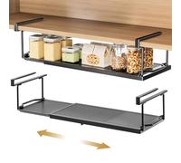 Yorbay Lot de 2 paniers Suspendus en métal - Panier de Rangement réglable de 38 à 70 cm - pour Cuisine armoires à Chaussures et armoires - Noir