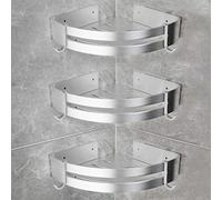 Yorbay Lot de 3 Etagères de Douche en Aluminium avec Crochets sans Perçage Etagère d’Angle de Douche