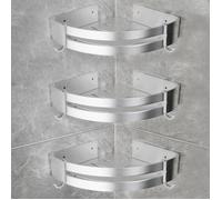 Yorbay Lot de 3 étagères de douche en aluminium, installation sans Perçage étagère d’angle de douche