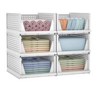 Yorbay Lot de 6 Organiseurs de tiroirs, Organiseurs de T-Shirt, Rangement de Vêtements armoire, Documents de Bureau, en Plastique (Blanc 43x33x19cm, Lot de 6)