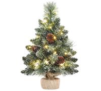 Yorbay Mini Sapin de Noël Artificiel, 40 cm Petit Sapin de Noël de Table, 20 LED, avec des pommes de pin