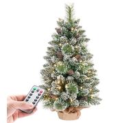 Yorbay Mini Sapin Noël Éclairage: LED 70 cm avec Télécommande | Avec Pointe d'Étoile et Pommes de Pin Véritables - Mini Sapin de Noël pour Décoration de Noël et l'Avent
