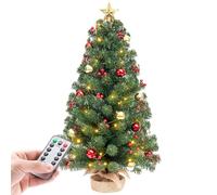Yorbay Mini Sapin Noël LED: 70 cm avec LED Blanc Chaud, 8 Modes | Éclairage avec Pointe de Sapin Étoile et Piles Décoratives - Mini Sapin de Noël pour Noël et l'Avent