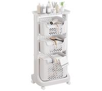 Yorbay Panier à linge Chariot à linge à roulettes, Trieur à linge pratique à 4 étages, 43,5×34,5×106,5cm, Blanc