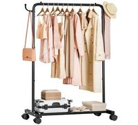 Yorbay Portant à Vêtements Robuste avec Roulettes: Porte-Manteau en Métal avec Étagère à Bagages - Porte-Vêtements Solide et Peu Encombrant pour Chambre Buanderie et Magasin (Largeur 81 cm)