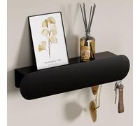 Yorbay Porte-clés Métallique pour Entrée: 6 Crochets avec Étagère Murale | 6 Crochets pour les Clés du Quotidien - Pour Couloir et Entrée - Étagère Supérieure pour Courrier et Petits Objets (Noir)