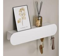 Yorbay Porte-clés Métallique pour Entrée: 6 Crochets avec Étagère Murale | 6 Crochets pour les Clés du Quotidien - Pour Couloir et Entrée - Étagère Supérieure pour Courrier et Petits Objets (Blanc)