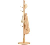 Yorbay Porte-manteau en hêtre massif, porte-manteaux en forme d'arbre, porte-manteau sur pied avec 9 crochets pour vestes, chapeaux, sacs, chambre, bureau, entrée, 38 x 179 cm, Nature