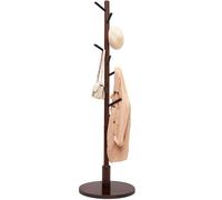 Yorbay Porte-manteau en hêtre massif, porte-manteaux en forme d'arbre, porte-manteau sur pied avec 9 crochets pour vestes, chapeaux, sacs, chambre, bureau, entrée, 38 x 179 cm, Brun