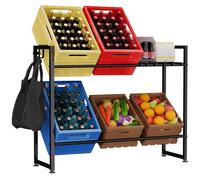 Yorbay Présentoir pour caisses de boissons Présentoir pour 6 caisses 104*32*82cm Support libre pour caisses Étagère à boissons Métal