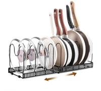 Yorbay Rangement Poele et Casserole, Organisateur Casserole Avec 10 Séparateurs Réglables, Organisateur de Poêles à Frire Extensible, pour Les Ustensiles Poêles, Casseroles, Couvercles