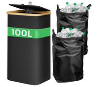 Yorbay Récipients de collecte pour bouteilles consignées avec couvercle, Grandes bouteilles consignées 100L [2 poches de rangement amovibles], Pliable étanche Flas