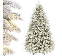 Yorbay 210cm Arbre de Noël artificiel Sapin de luxe avec éclairage Blanc Flocons de neige LED pour décoration de Noël