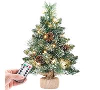 Yorbay Sapin de Noël Artificiel Mini avec Neige Blanche, 40 cm Petit Sapin de Noël de Table LED Guirlandes Lumineuses, pour Decorations Noël